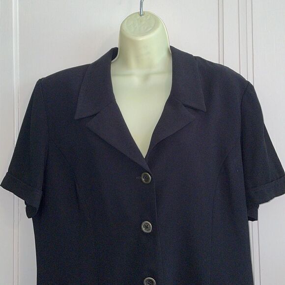 Vtg 90s Danny & Nicole black polyester  short sleeved long jacket - Picture 2 of 8